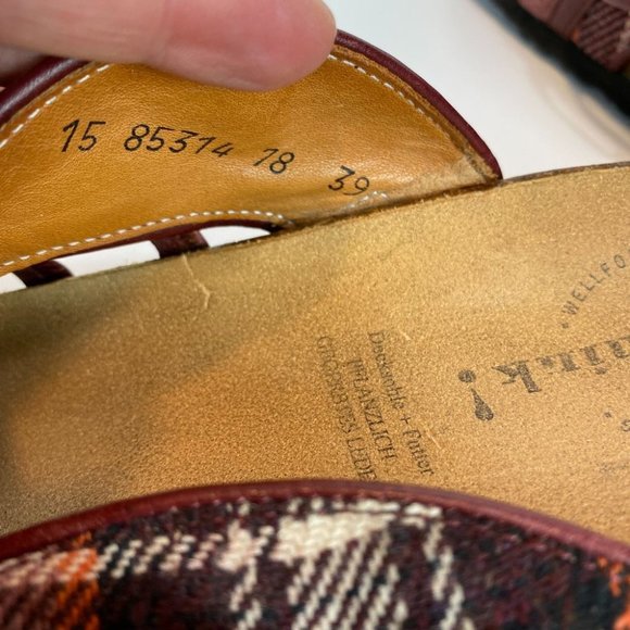 Think! Clogs 8 8.5 Plaid Leather Strappy‎ Comfort Slides Shoes Sandals 39 - Picture 9 of 11